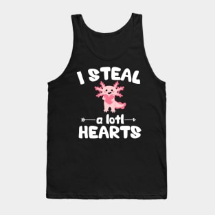 Axolotl Lover Funny Valentines Day Kawaii Anime Steal Hearts Tank Top